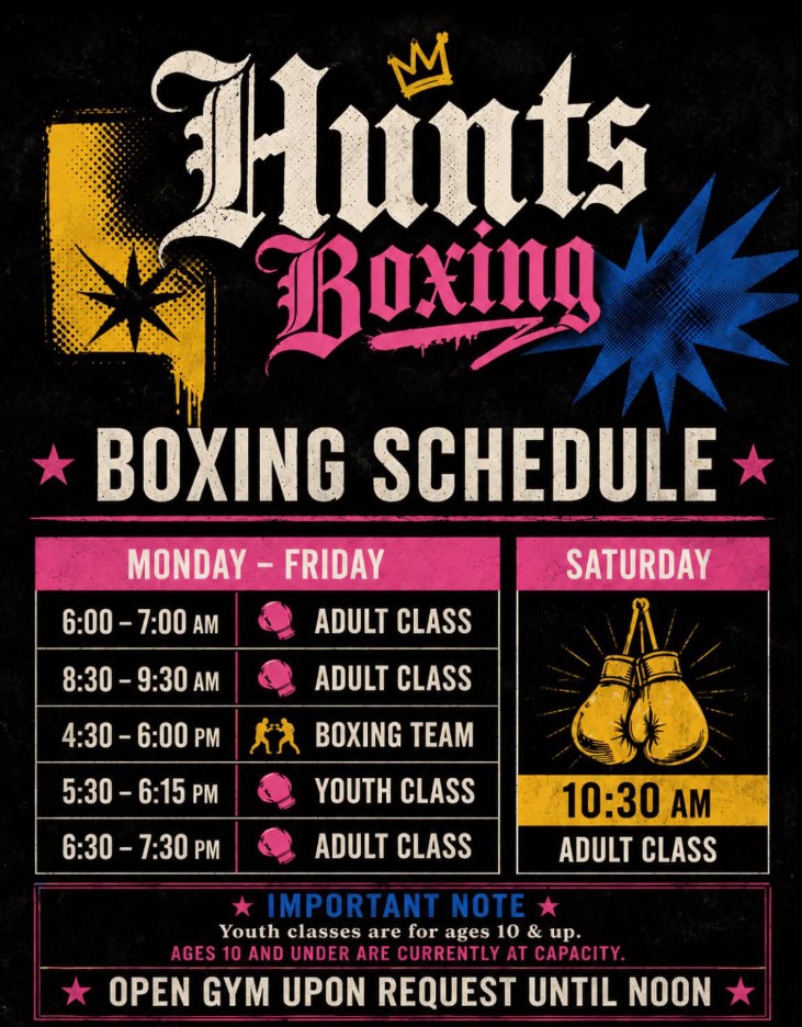 Hunt's Boxing Club Weekly Schedule